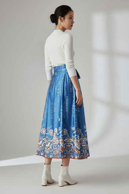 Jupe Longue Bleu Et Blanche