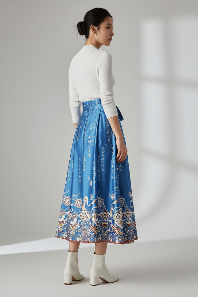 Jupe Longue Bleu Et Blanche