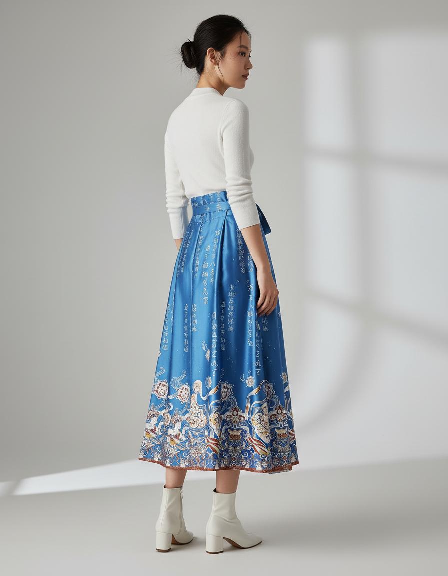 Jupe Longue Bleu Et Blanche