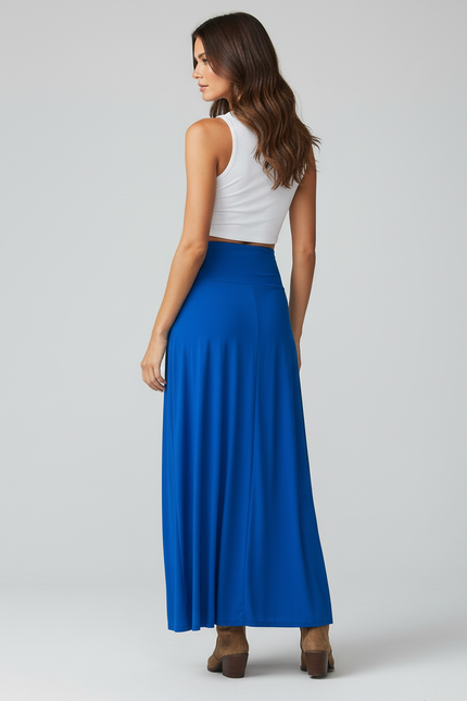 Jupe Longue Fendue Bleu