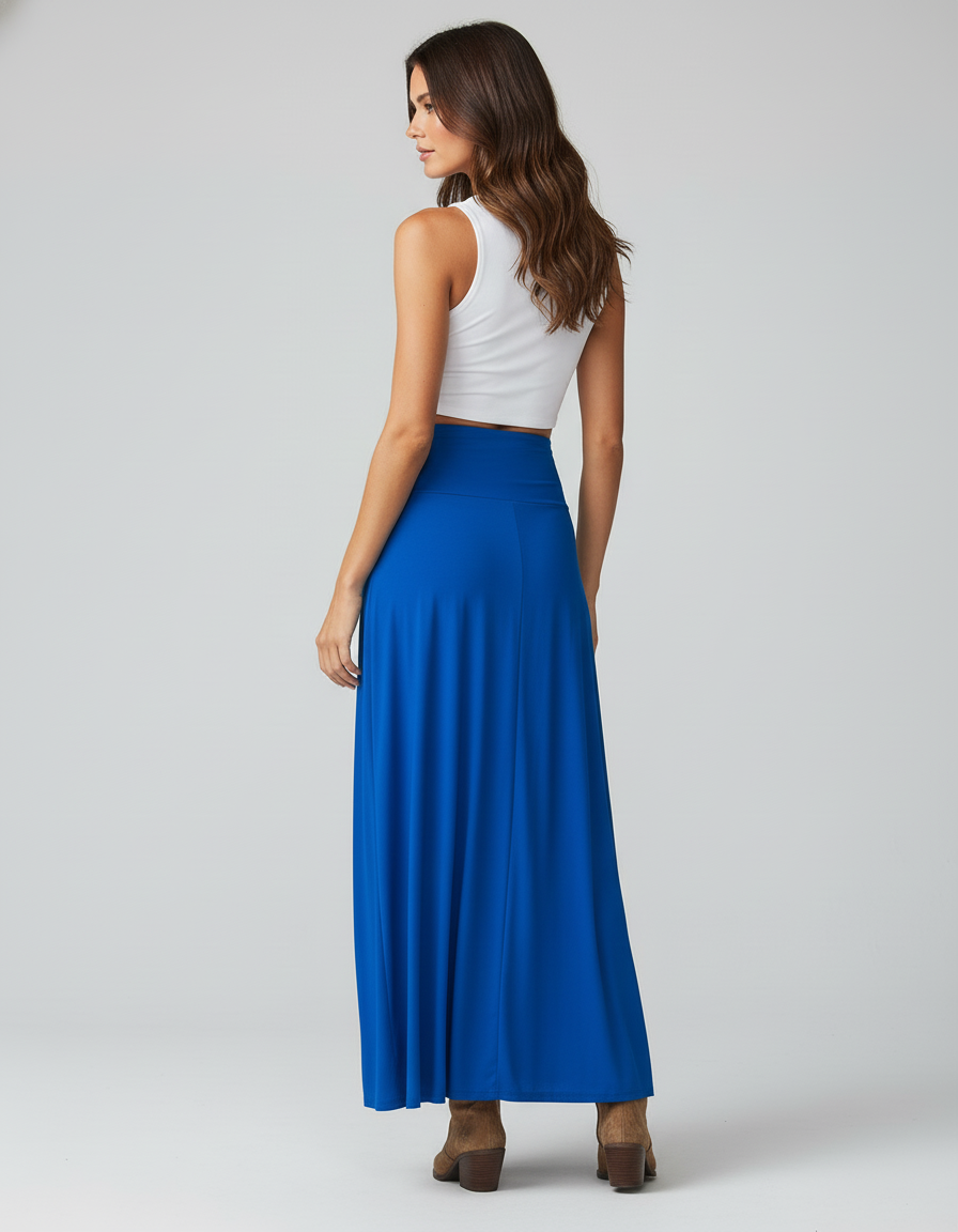 Jupe Longue Fendue Bleu