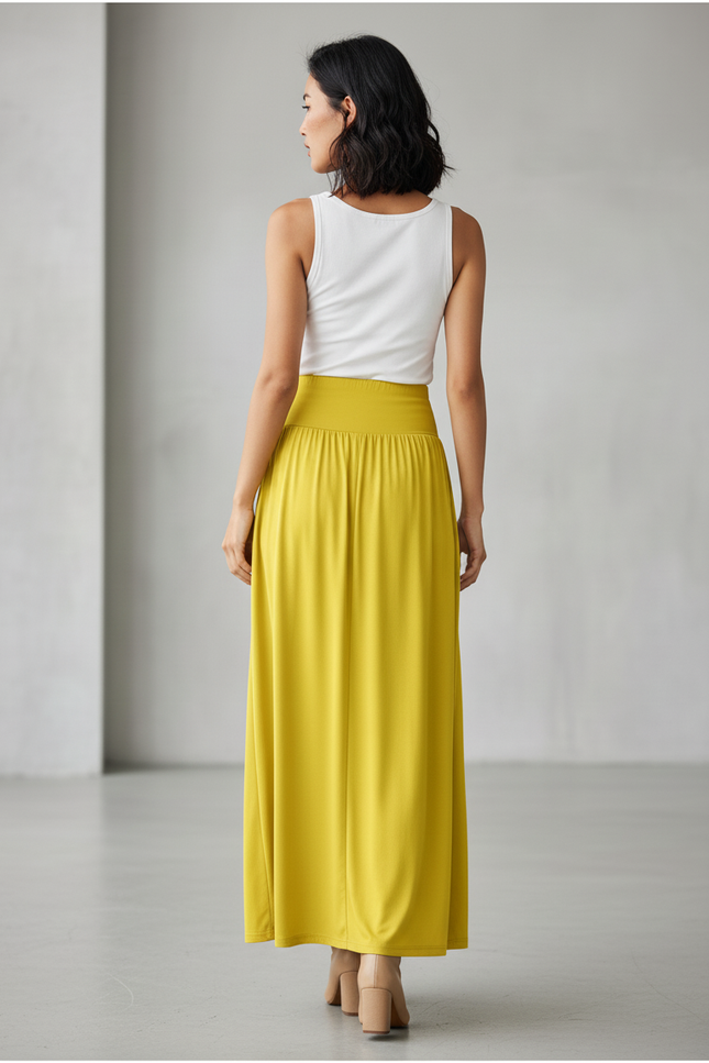 Jupe Longue Jaune Fendue Fluide