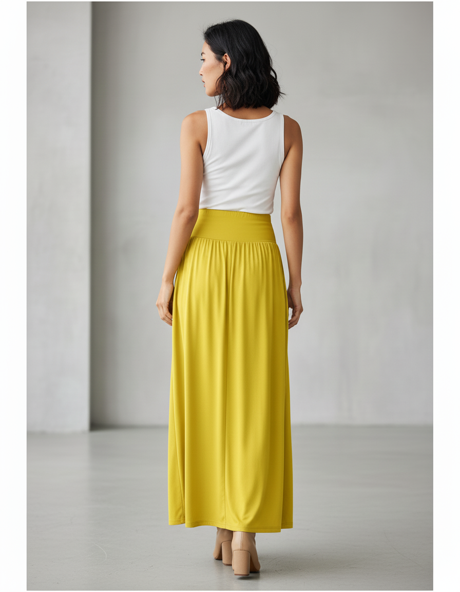 Jupe Longue Jaune Fendue Fluide