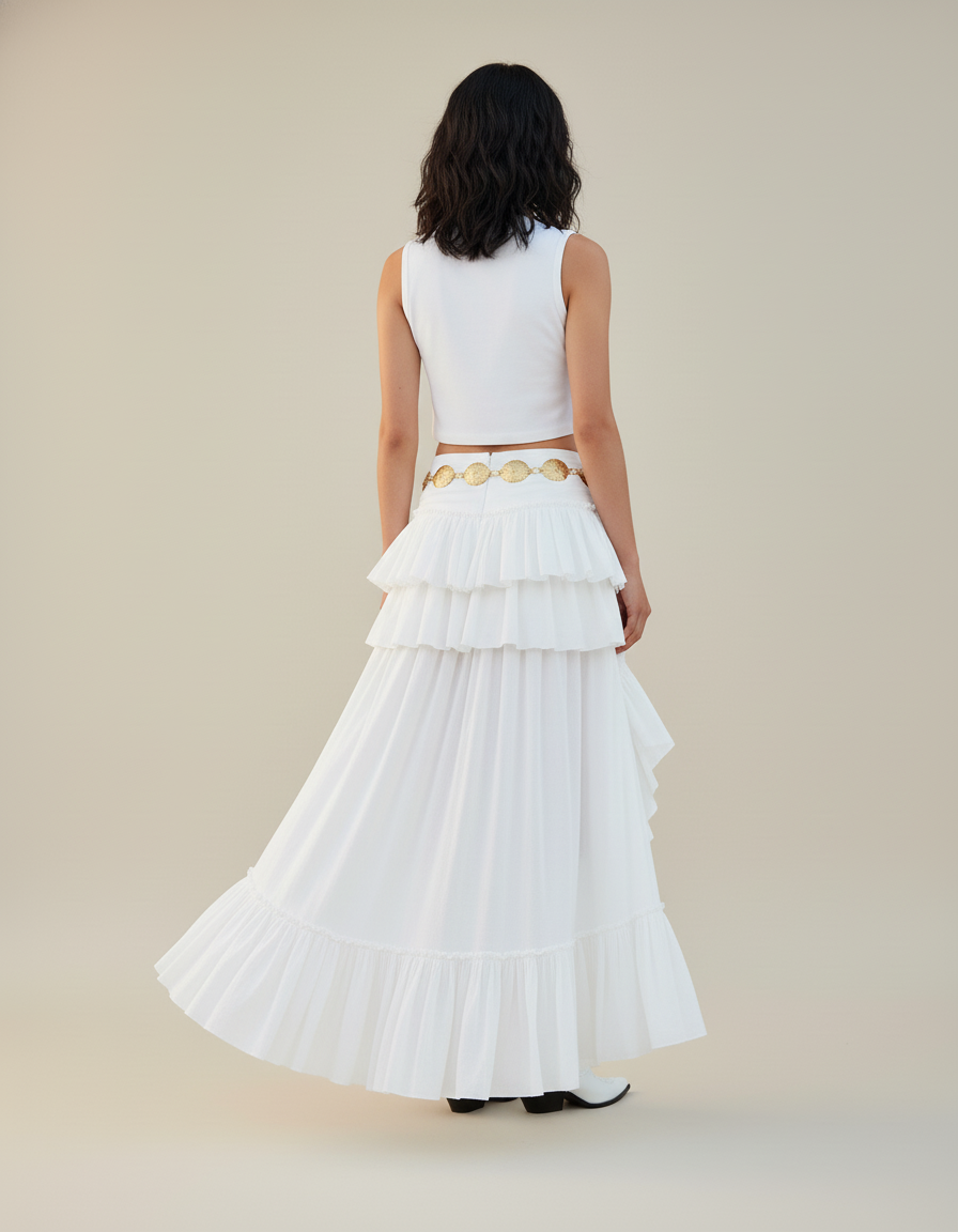 Jupe Longue Asymetrique Blanche