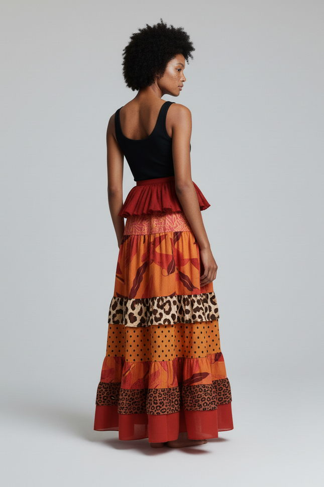 Jupe Longue Imprimé Tropical