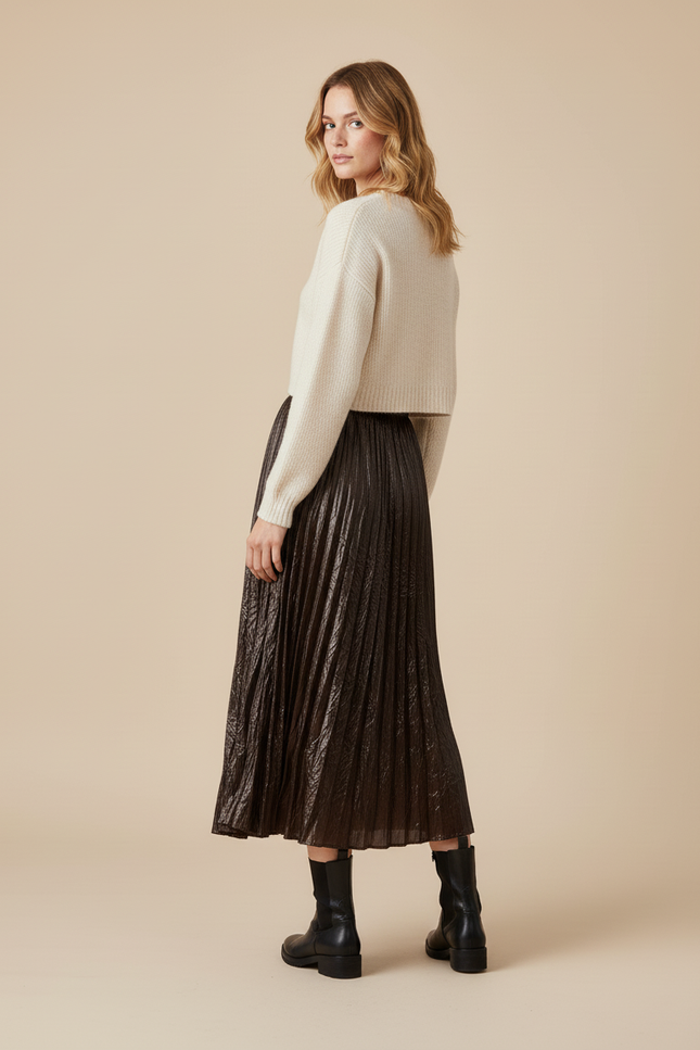 Jupe Longue Cuir Marron