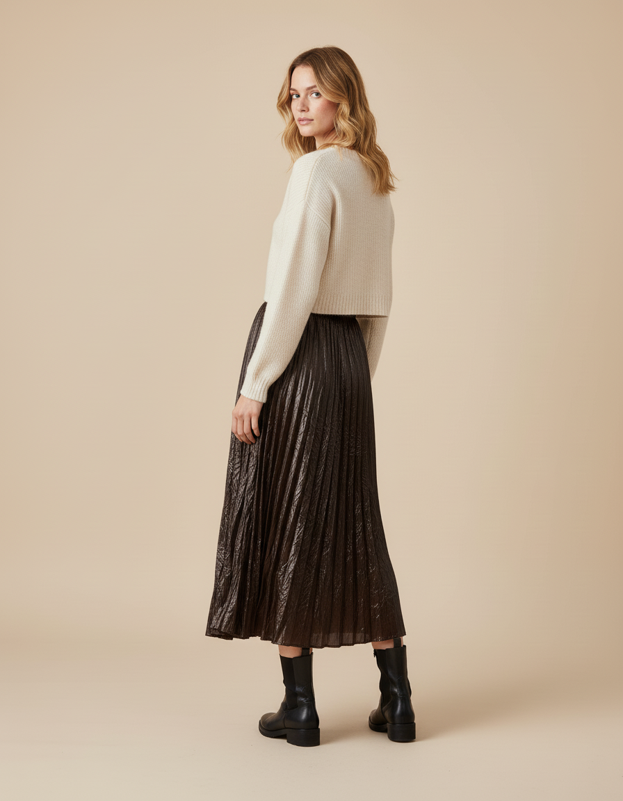 Jupe Longue Cuir Marron