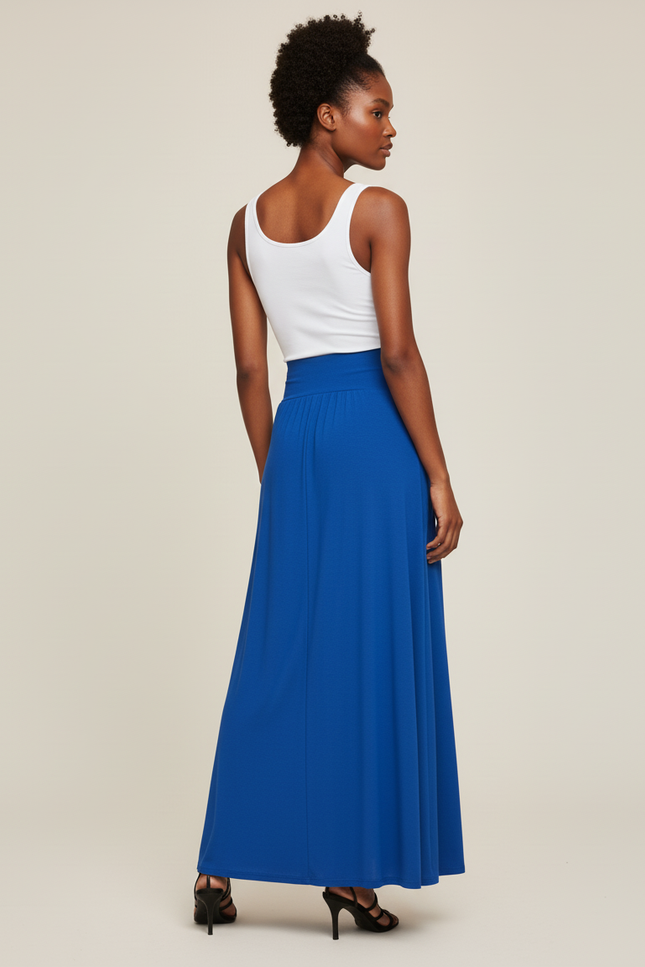 Jupe Longue Bleu Roi Fendue Fluide