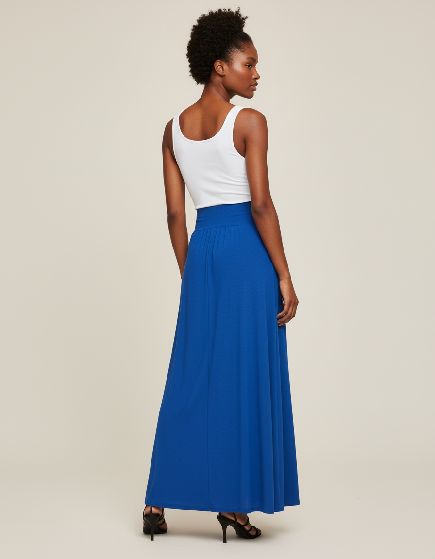 Jupe Longue Bleu Roi Fendue Fluide