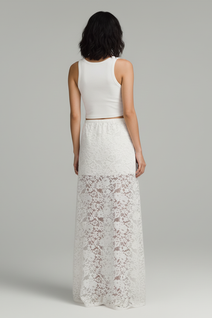 Jupe Longue Blanche Dentelle Élégante