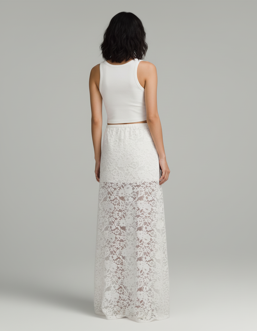 Jupe Longue Blanche Dentelle Élégante