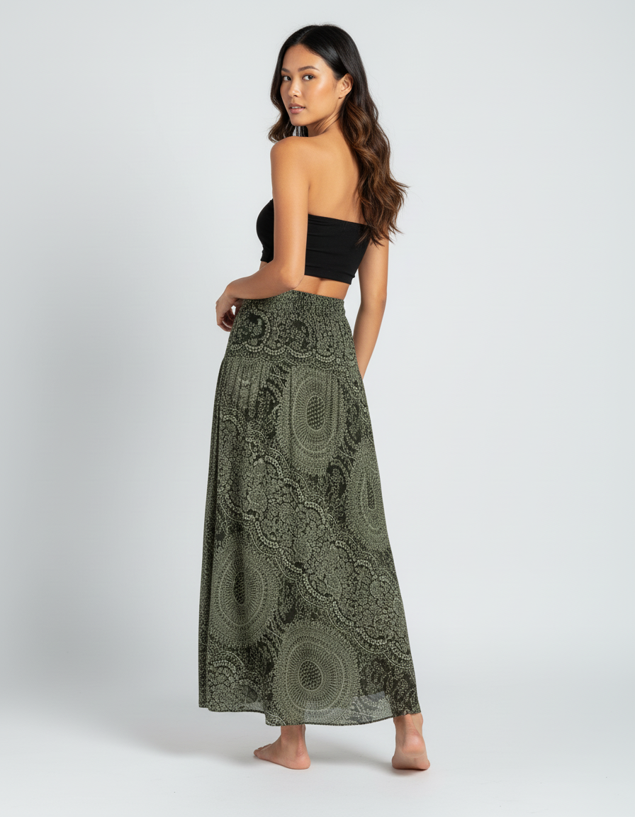 Jupe Longue Fluide Verte