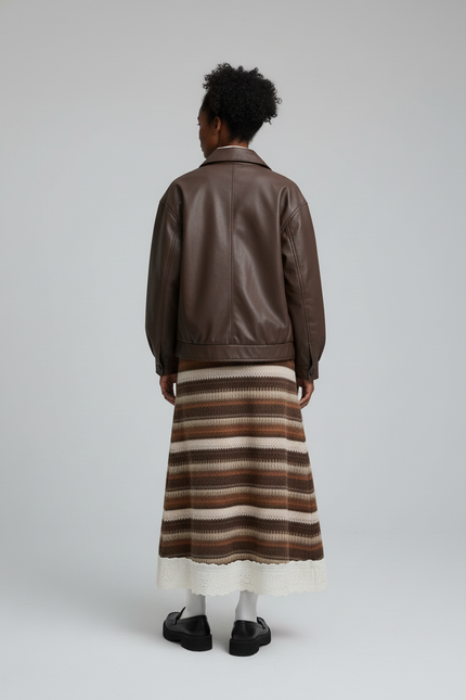 Jupe Longue Rayée Dentelle Bohème