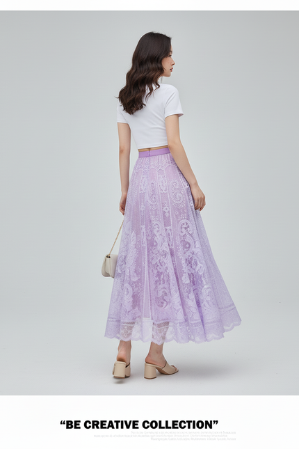 Jupe Longue Dentelle Transparente