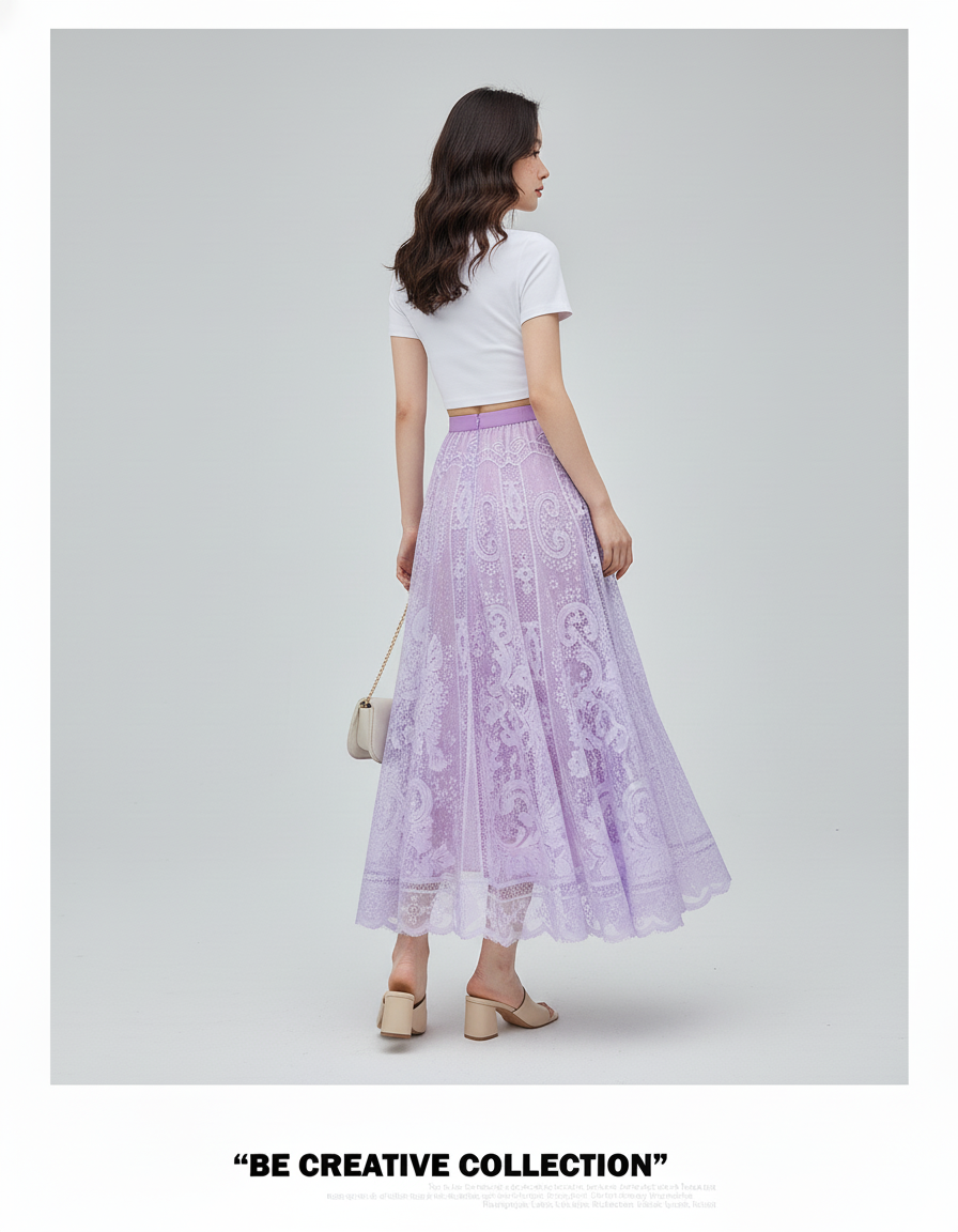 Jupe Longue Dentelle Transparente