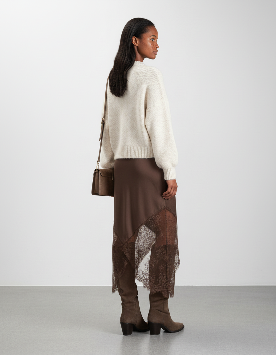 Jupe Asymétrique Mi-Longue