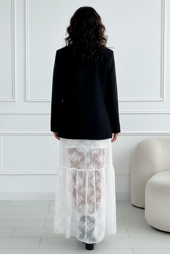Jupe Longue Dentelle Transparente Chic