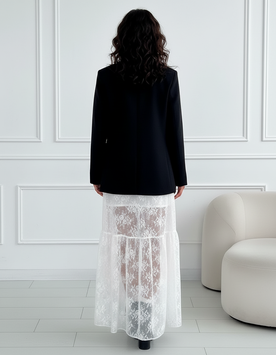 Jupe Longue Dentelle Transparente Chic