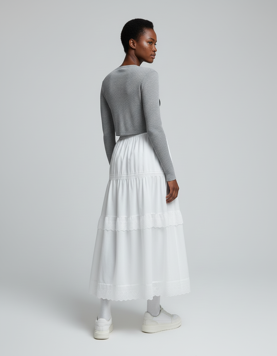 Jupe Coton Mi-Longue