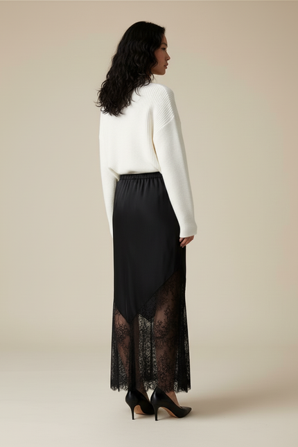 Jupe Longue Noire Élégante Dentelle