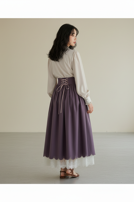 Jupe Longue Violette Dentelle Bohème