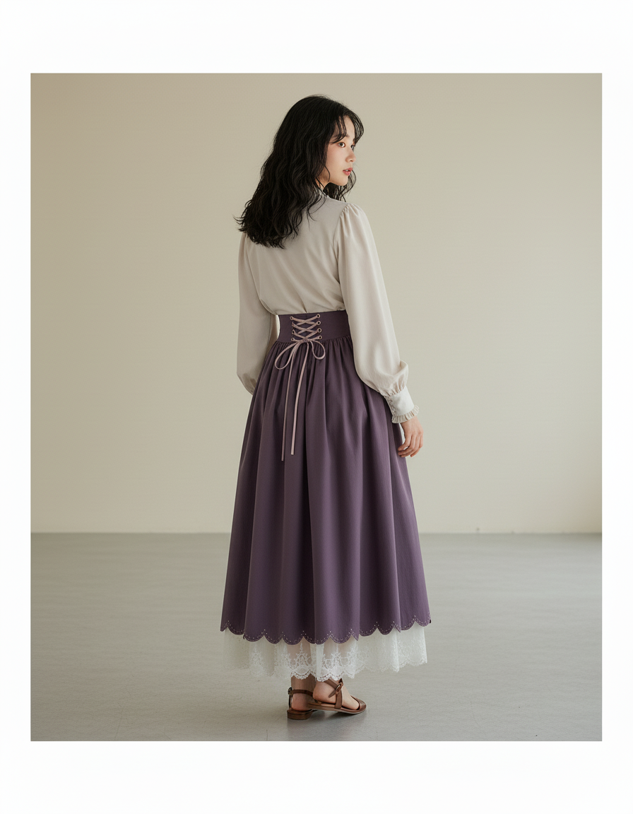 Jupe Longue Violette Dentelle Bohème