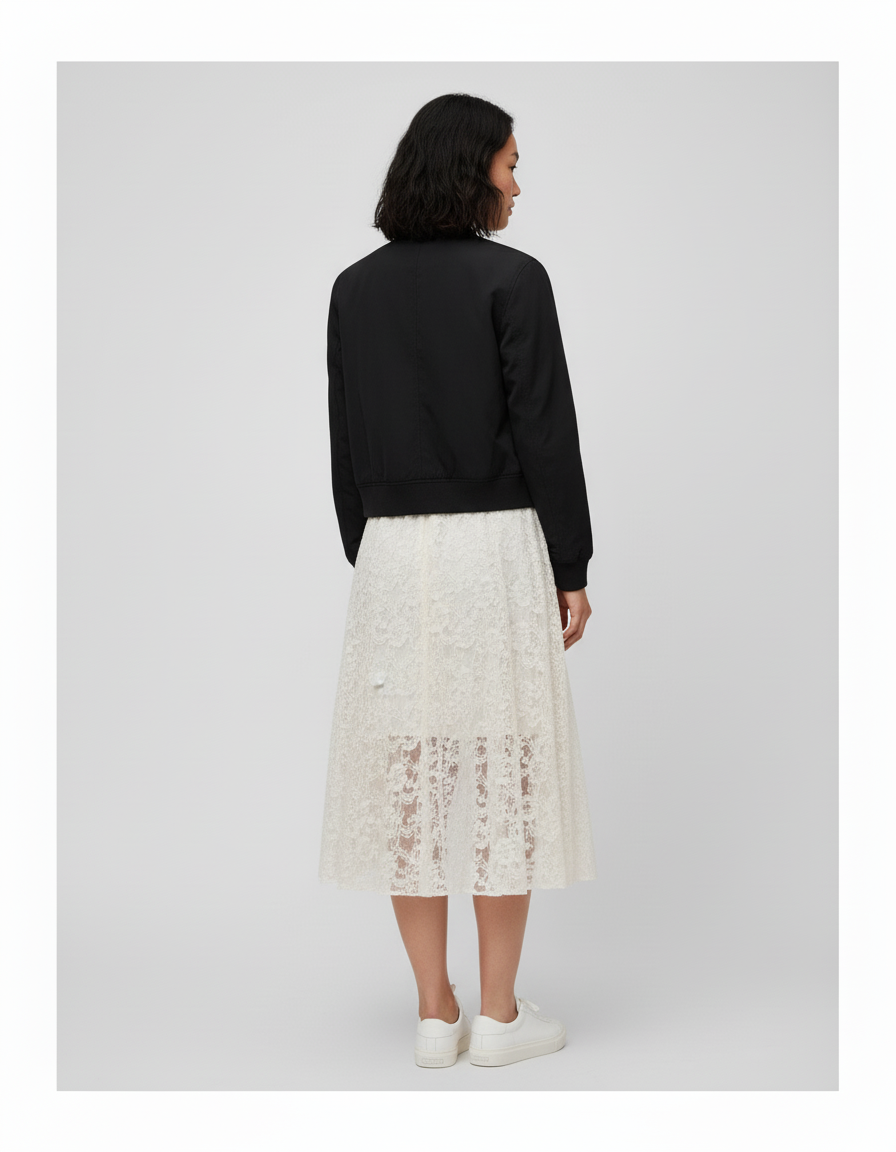 Jupe Longue Dentelle Transparente Élégante Chic