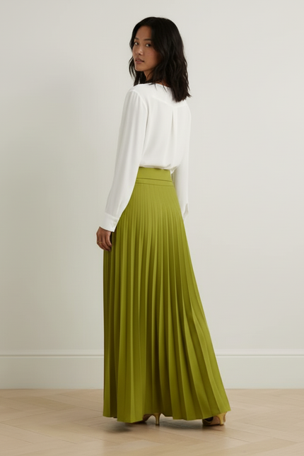 Jupe Longue Verte Plissée Élégante