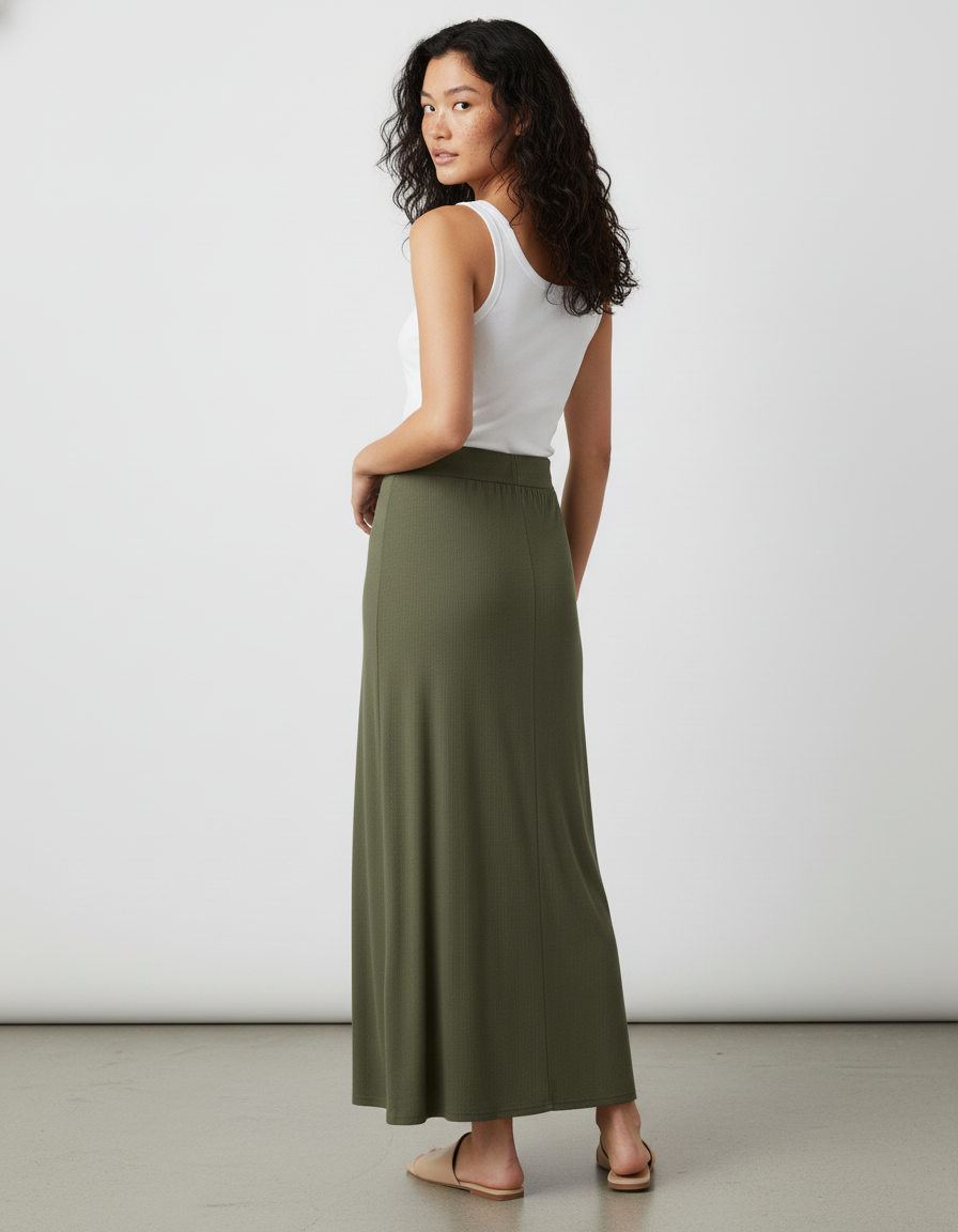 Jupe Mi-Longue Taille Élastique