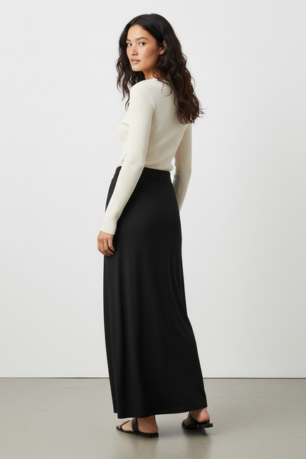 Jupe Longue Noire Fluide Fendue
