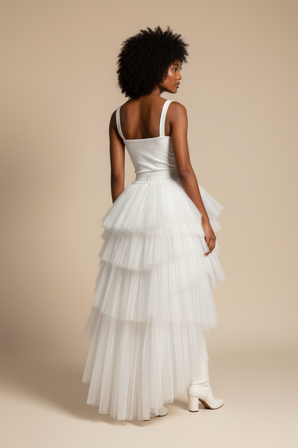 Jupe Longue Tulle Asymétrique Élégante