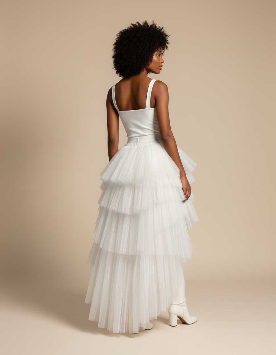 Jupe Longue Tulle Asymétrique Élégante