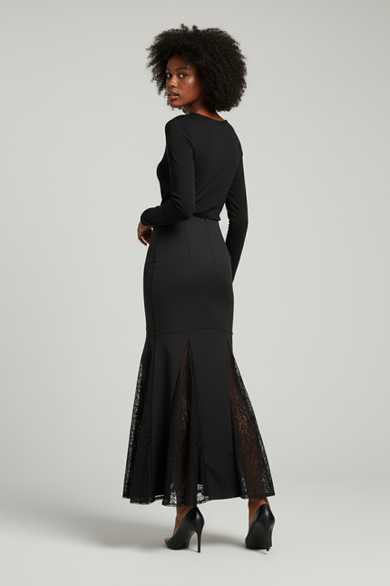 Jupe Longue Noire Dentelle Chic