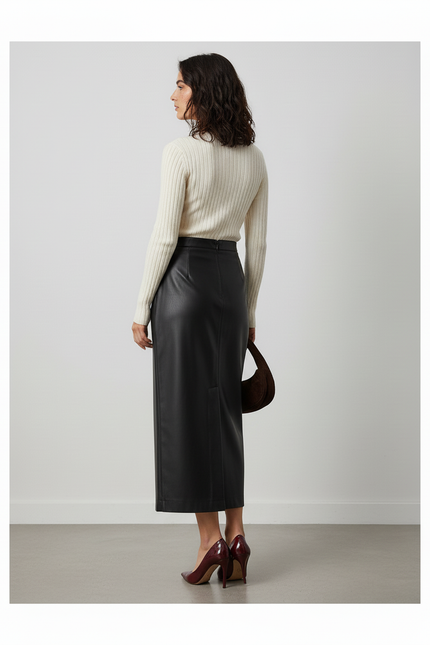 Jupe Crayon Longue Simili Cuir