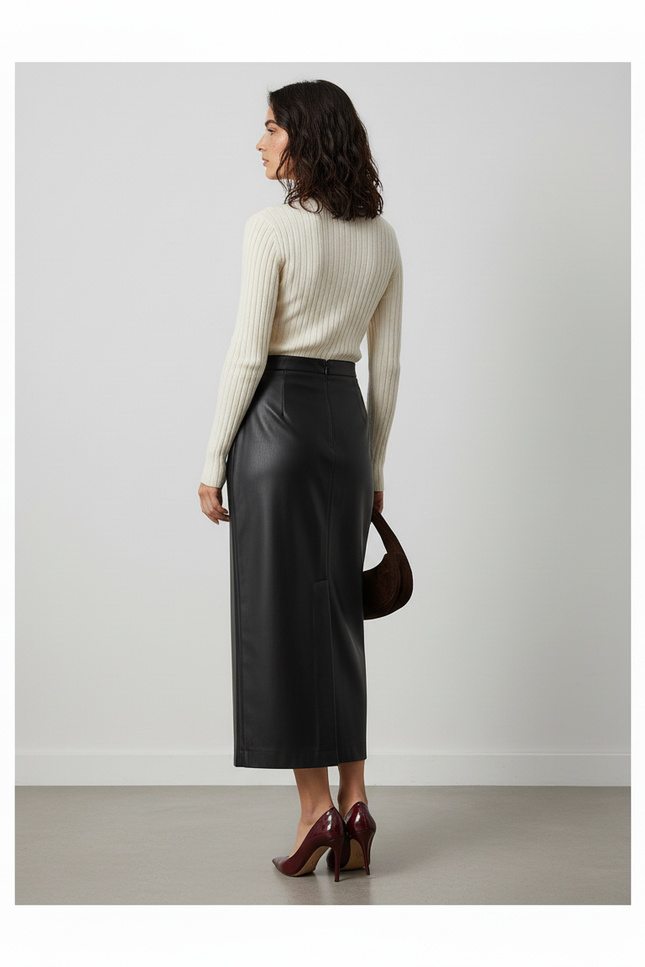 Jupe Crayon Longue Simili Cuir