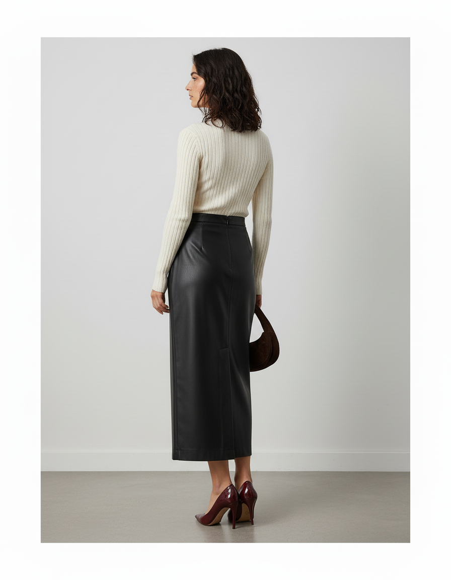 Jupe Crayon Longue Simili Cuir