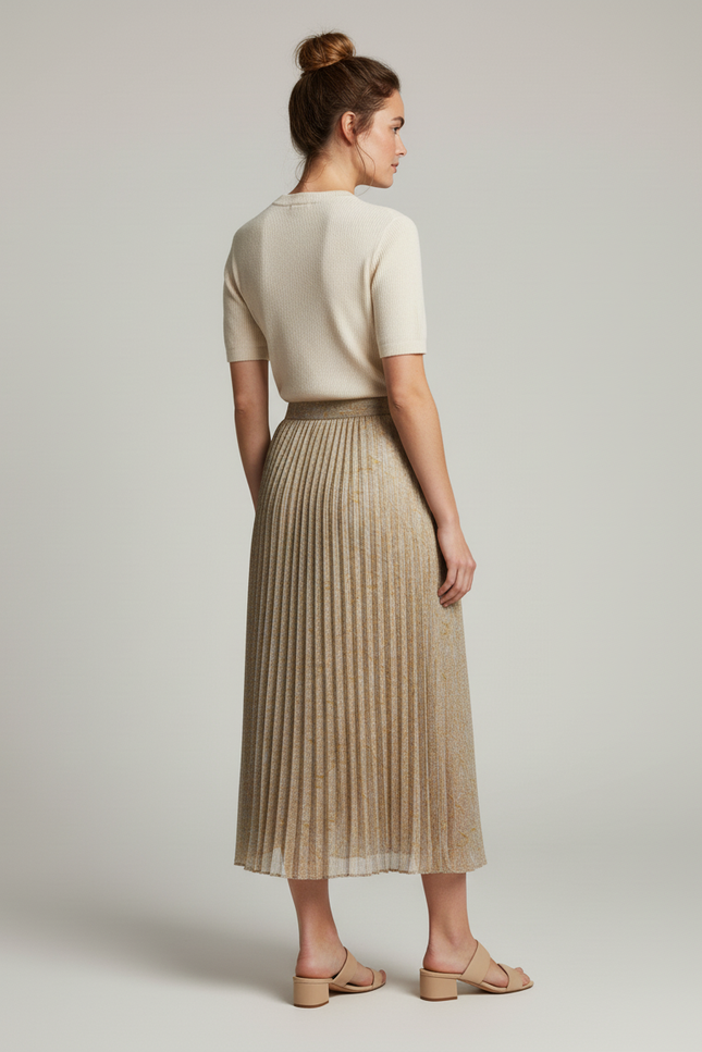 Jupe Longue Plissée Imprimée Élégante Femme