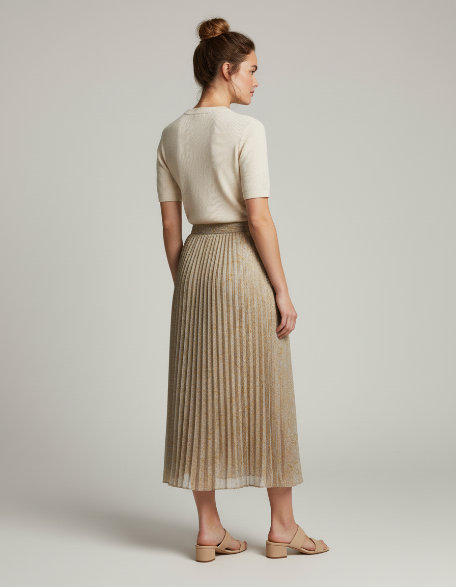 Jupe Longue Plissée Imprimée Élégante Femme