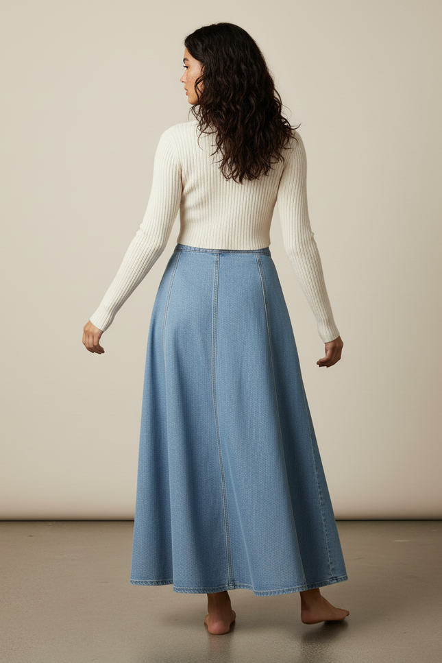 Jupe Longue Jean Boutonnée