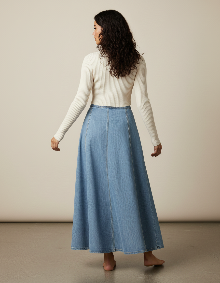 Jupe Longue Jean Boutonnée