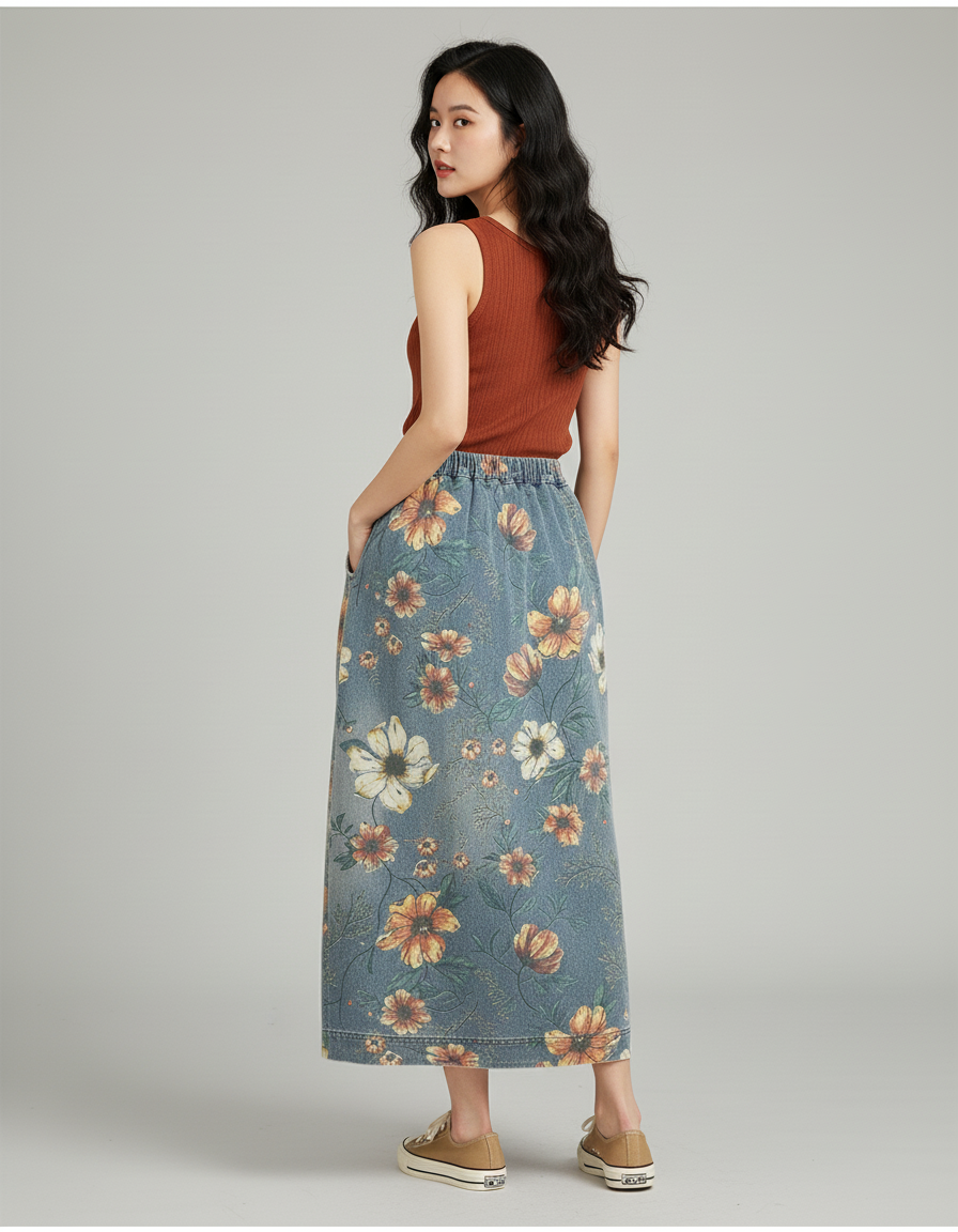 Jupe Longue En Jean Évasée