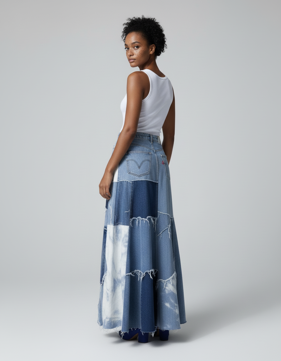 Jupe Longue Jean Bleu