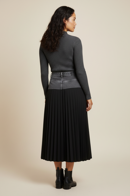 Jupe Longue Plissée Denim Chic