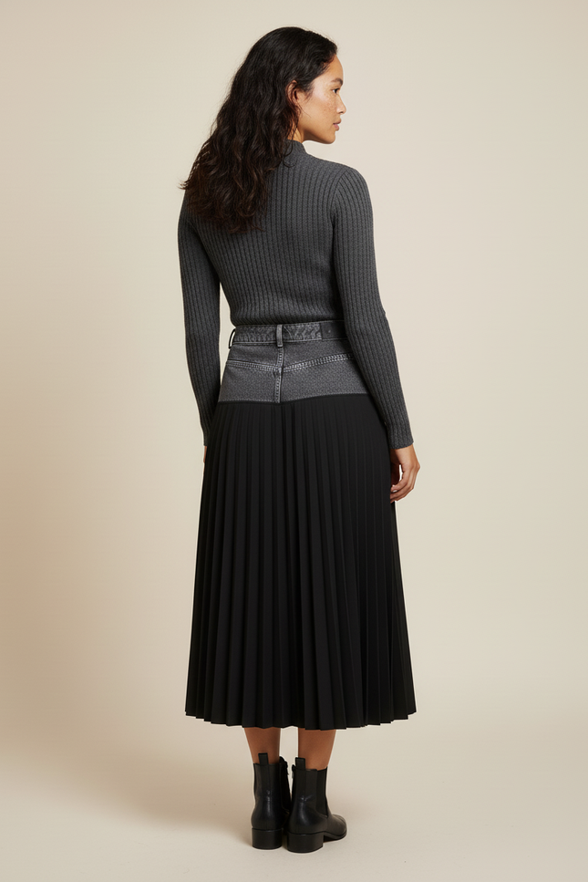 Jupe Longue Plissée Denim Chic