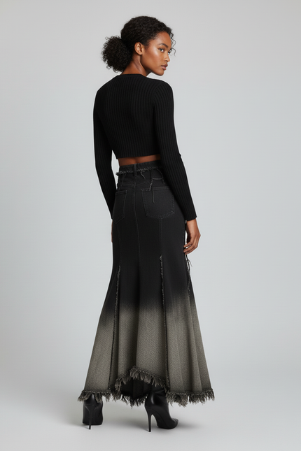 Jupe Longue Jeans Noir