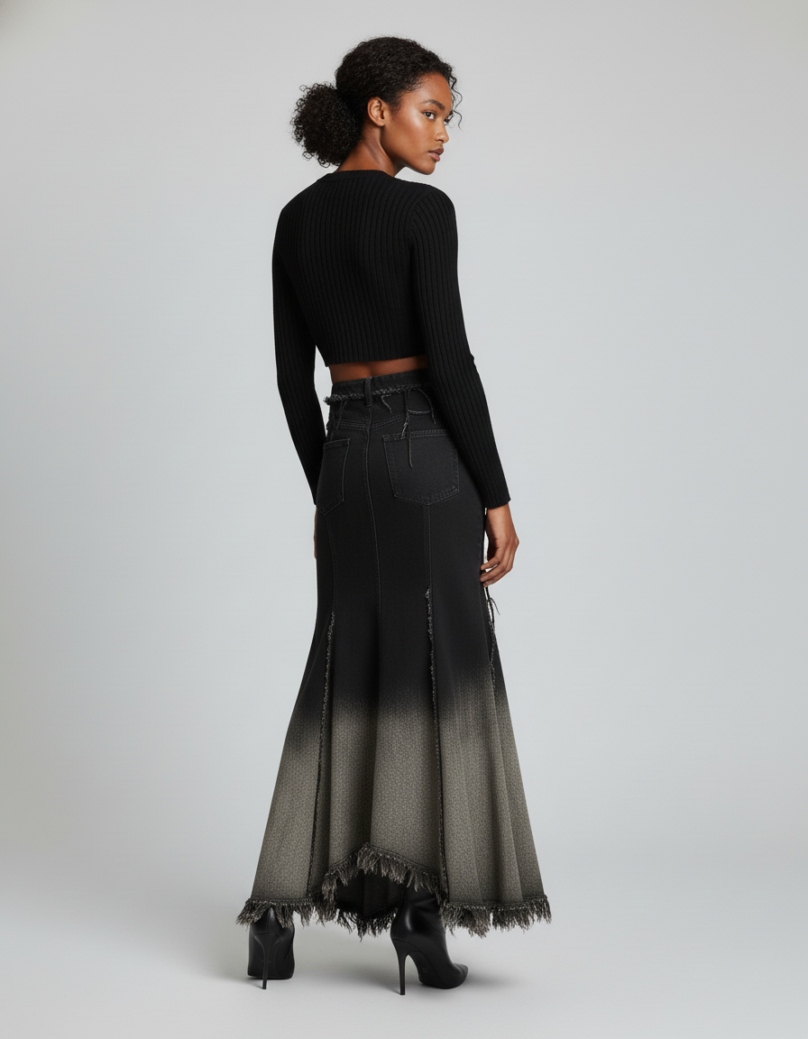 Jupe Longue Jeans Noir