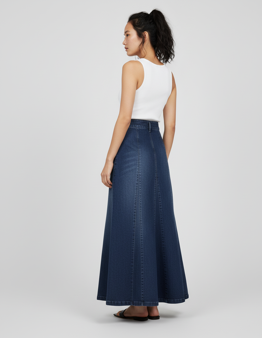 Jupe En Jean Trapèze Longue