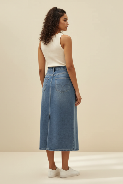 Jupe En Jean Longue Fendue Devant