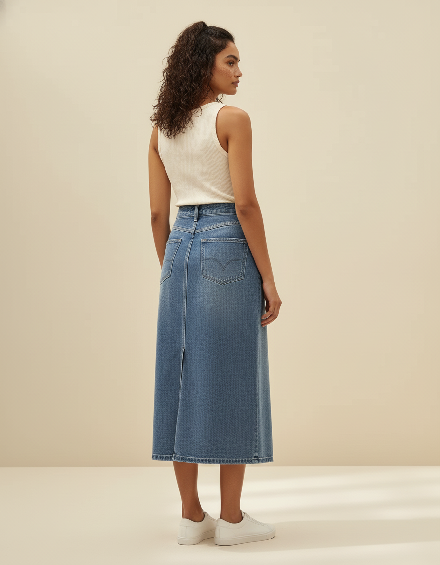 Jupe En Jean Longue Fendue Devant