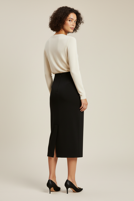 Jupe Noire Mi-Longue